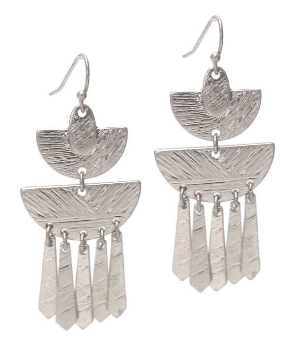 Textured Metal Bar Drop Earring