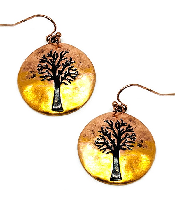 Religious Inspiration Tree Of Life Disc Earring