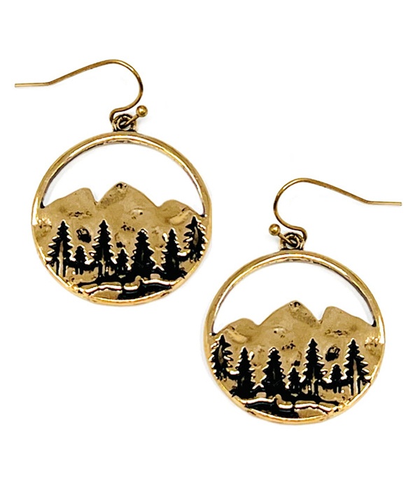 Mountain And Tree Landscape Earring