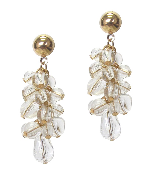 Multi Lucite Ice Bead Dangle Drop Earring - Nude Fashion Trend