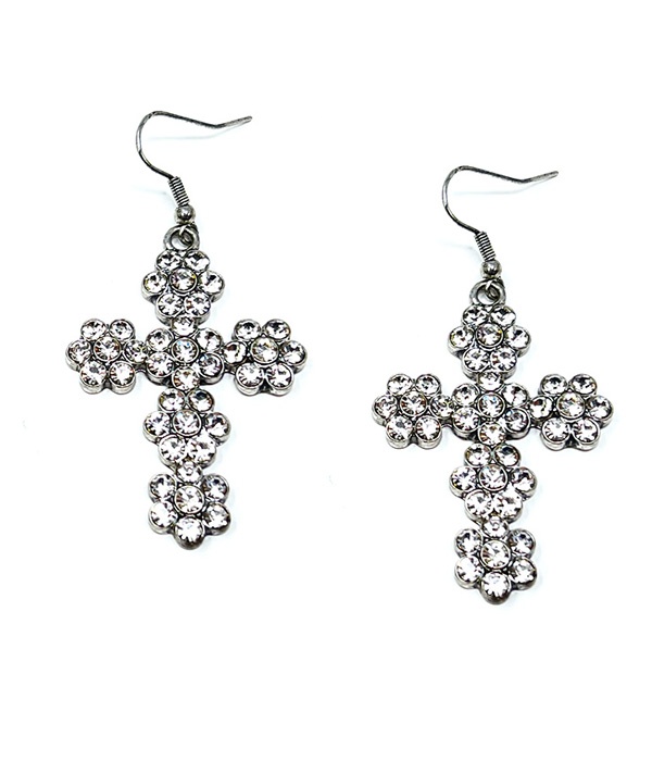 Crystal Stud Cross Earring
