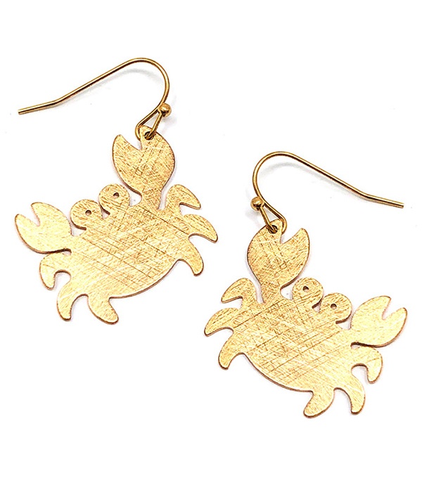 Scratch Metal Crab Earring - Brass Metal