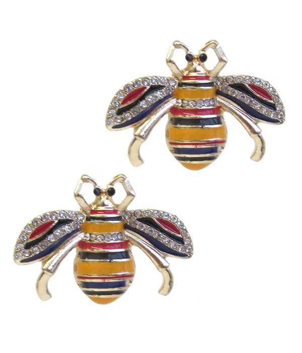 Crystal And Epoxy Bee Earring
