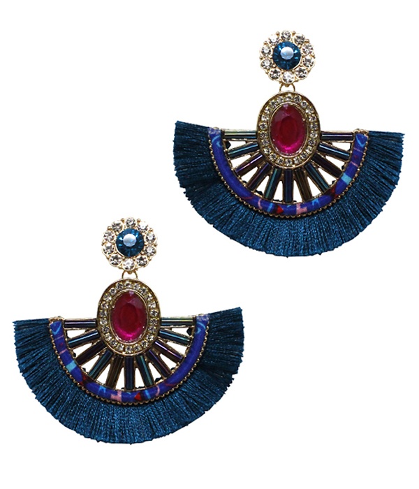 Crystal And Fan Tassel Party Earring