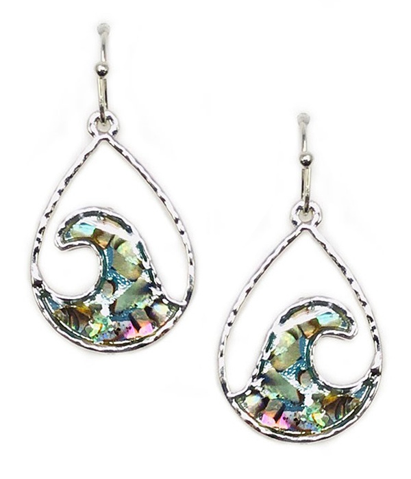 Abalone Wave Teardrop Earring