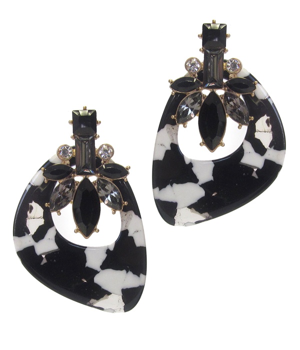 Organic Cellulose And Crystal Earring