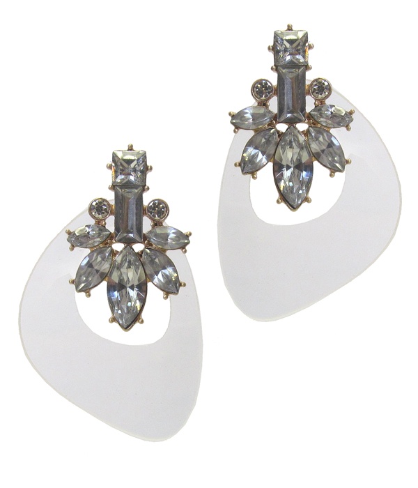 Organic Cellulose And Crystal Earring