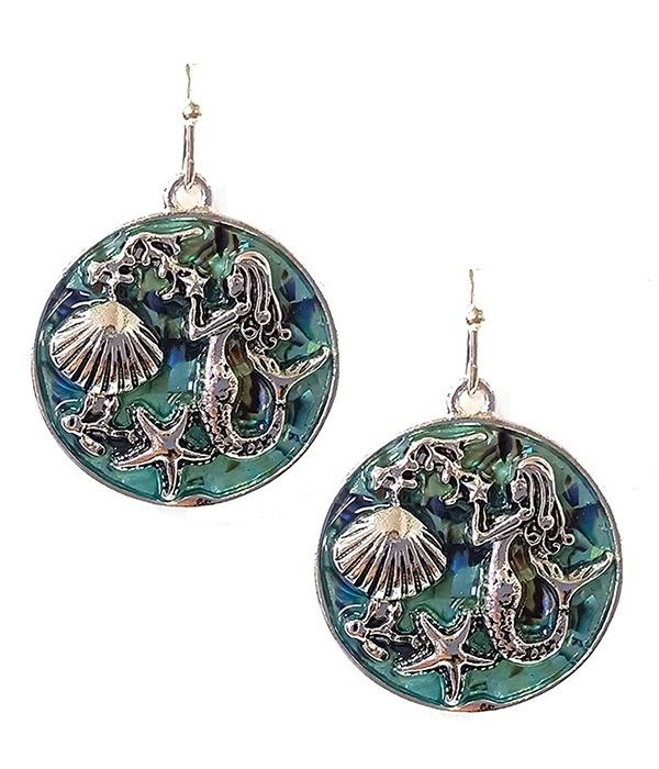 Sealife Theme Abalone Mermaid Earring