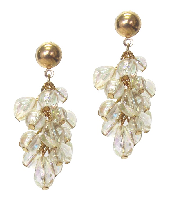 Multi Lucite Ice Bead Dangle Drop Earring - Nude Fashion Trend
