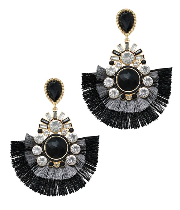 Crystal And Fan Tassel Party Earring
