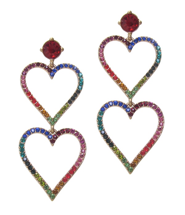 Crystal Double Heart Drop Party Earring
