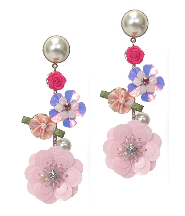 Multi Flower Mix Earring