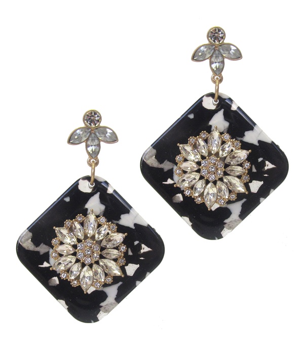 Organic Cellulose And Crystal Earring