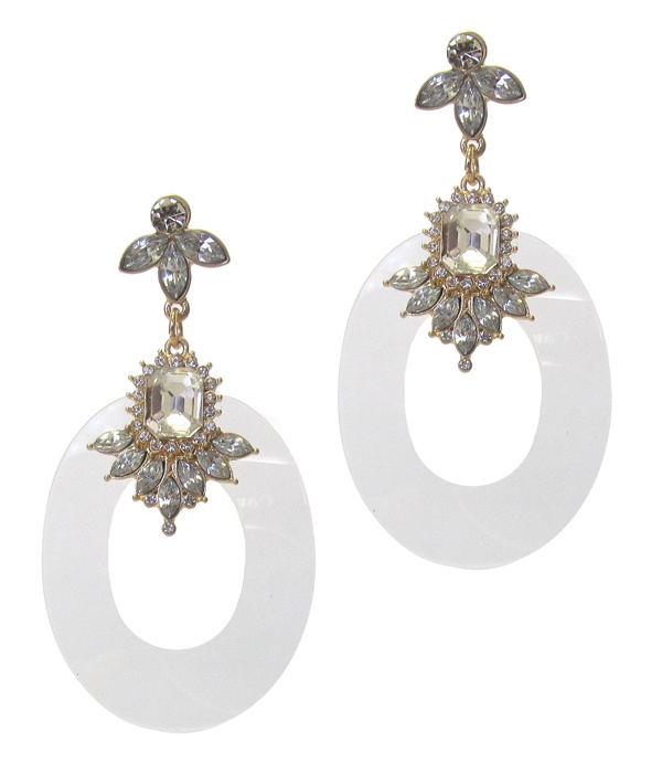 Organic Cellulose Hoop And Crystal Drop Earring