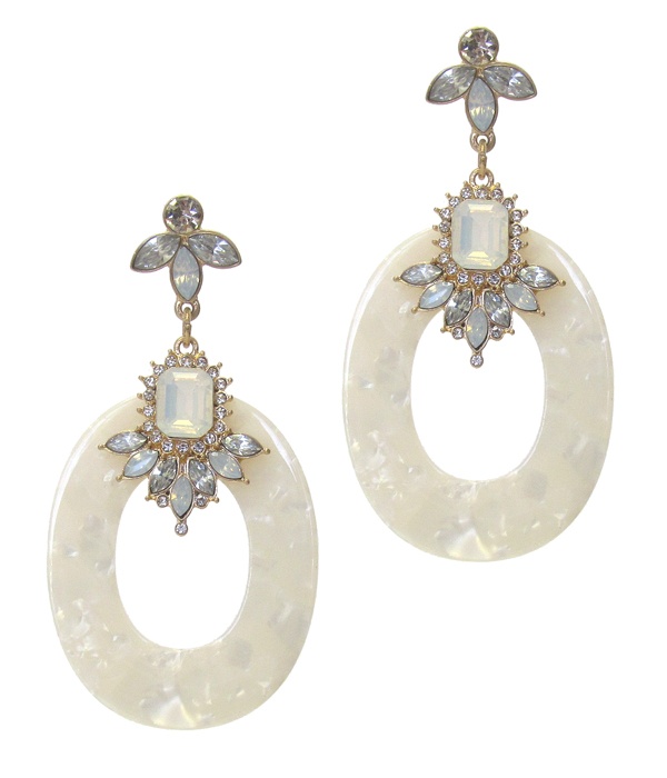 Organic Cellulose Hoop And Crystal Drop Earring