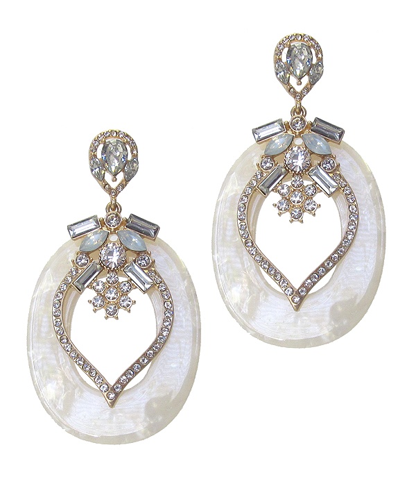 Organic Cellulose Oval Hoop And Crystal Earring