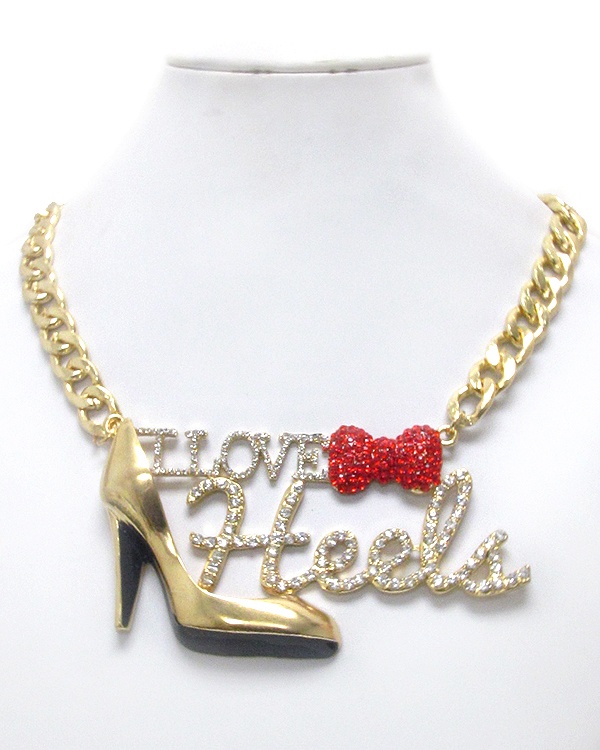 Crystal Deco I Love Heels Pendant And Chain Necklace
