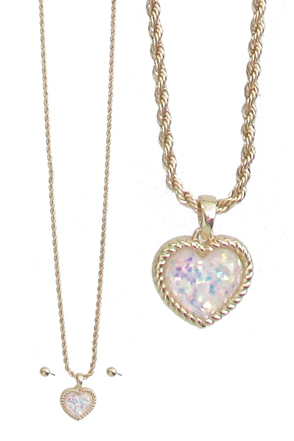 Glittering Heart Necklace Valentine