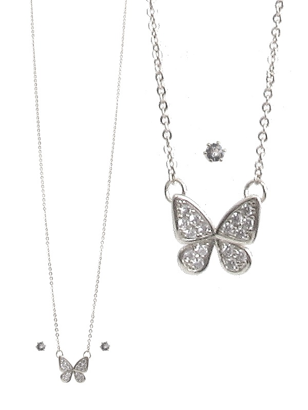 Cubis Zirconia Butterfly Necklace