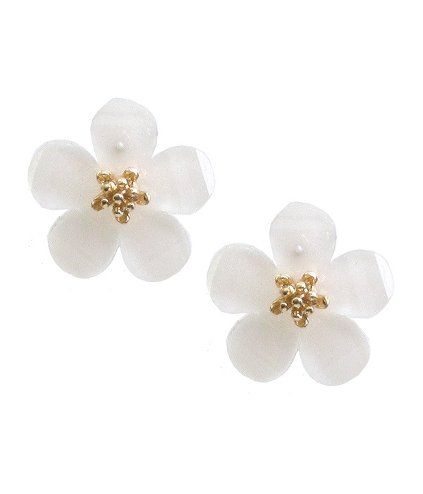 Facet Stone Flower Earring