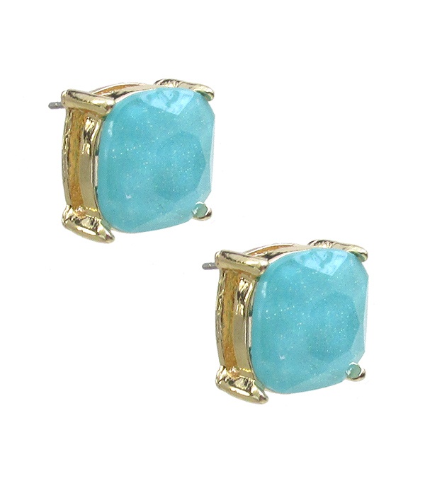 Glass Stone Stud Earring