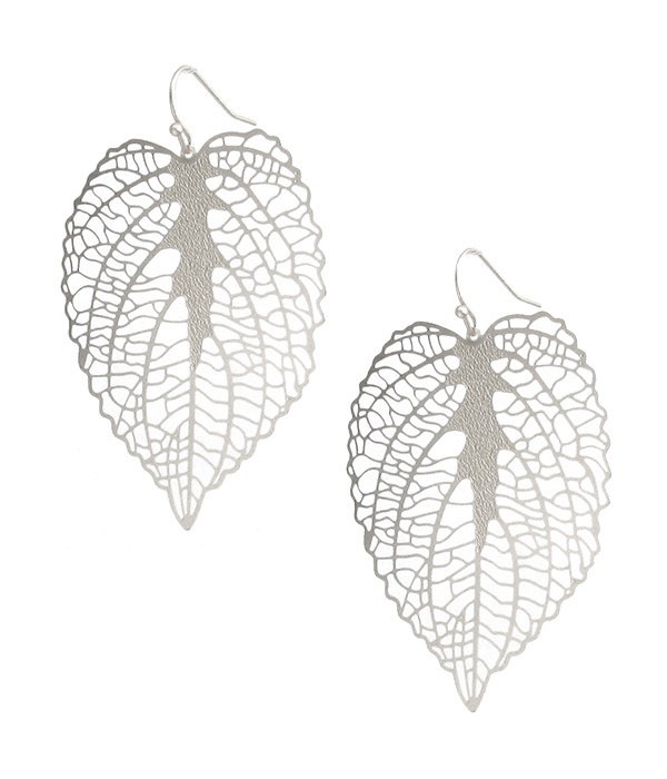 Metal Filigree Earring - Leaf