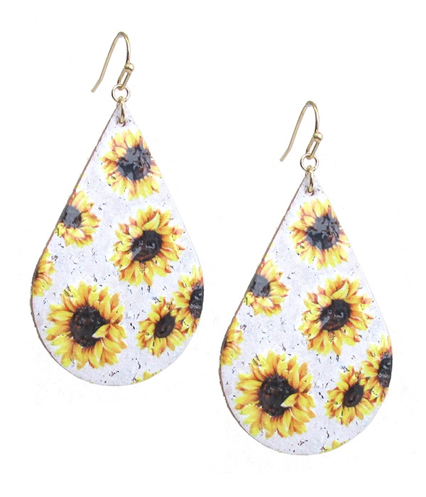Flower Print Cork Earring