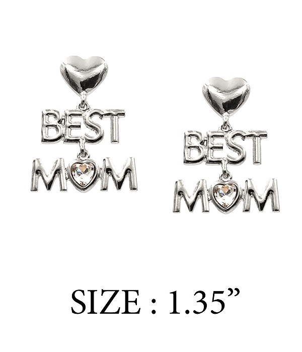 Mother Day Theme Heart Earring - Best Mom