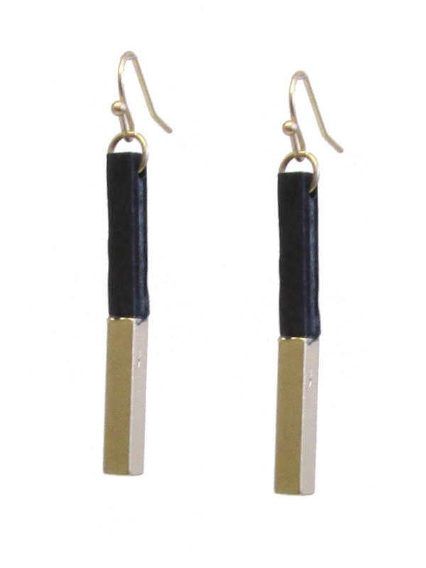 Wood And Metal Mix Bar Earring