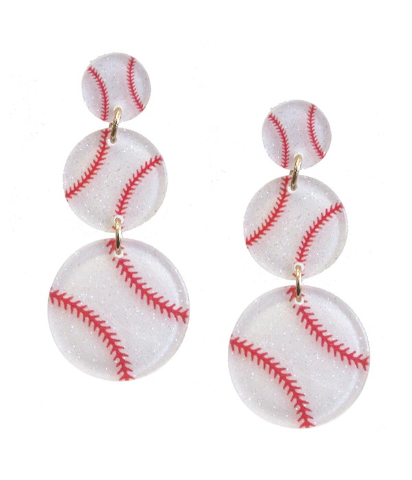 Sport Theme Acrylic Earring - Baseball