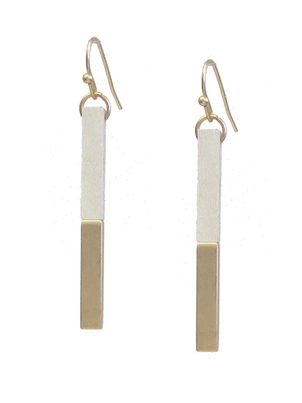 Wood And Metal Mix Bar Earring