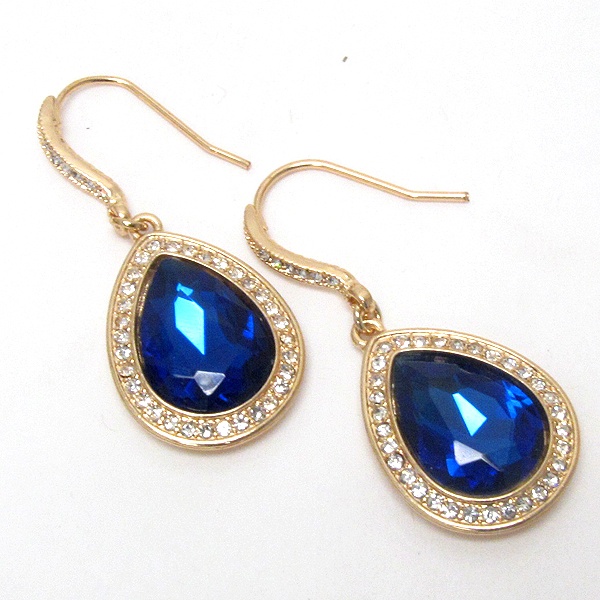 Facet Glass And Crystal Deco Teardrop Earring