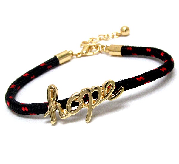 Metal Hope Letter And Hiking Rope Band Clasp Bracelet