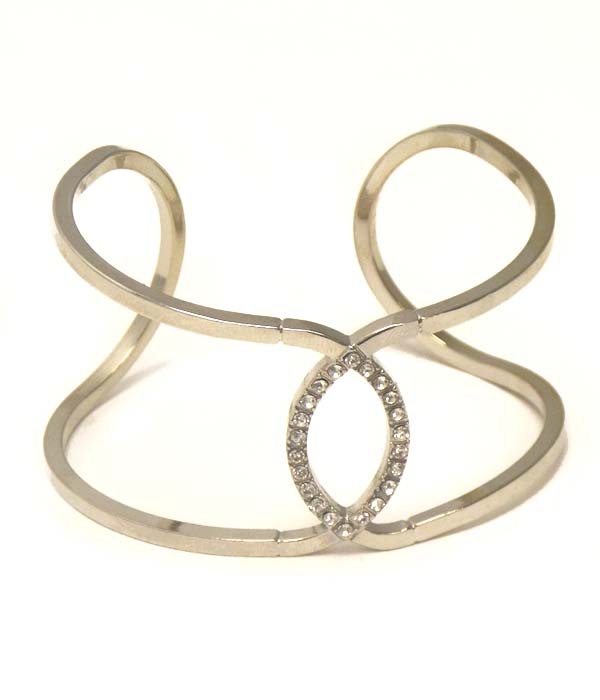 Crystal Stud Curved Wire Art Bangle Bracelet