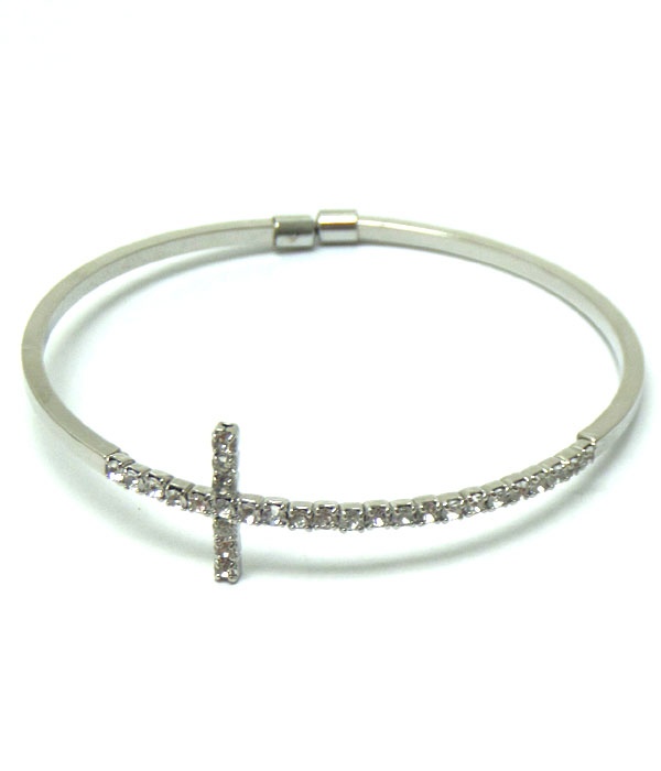Crystal Cross And Flexible Band Bracelet