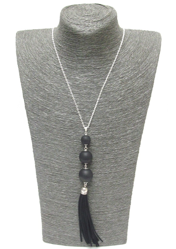 Triple Pearl And Tassel Drop Necklace