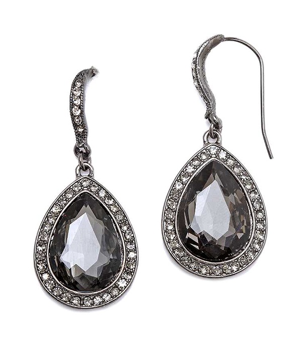 Facet Teardrop Glass And Crystal Deco Drop Earring