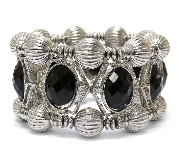 Crystal And Glass Stone Deco Double Stretch Bracelet