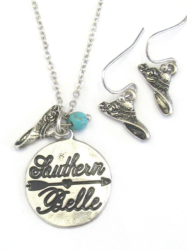 Southern Country Style Disk Pendant Necklace Set - Southern Belle