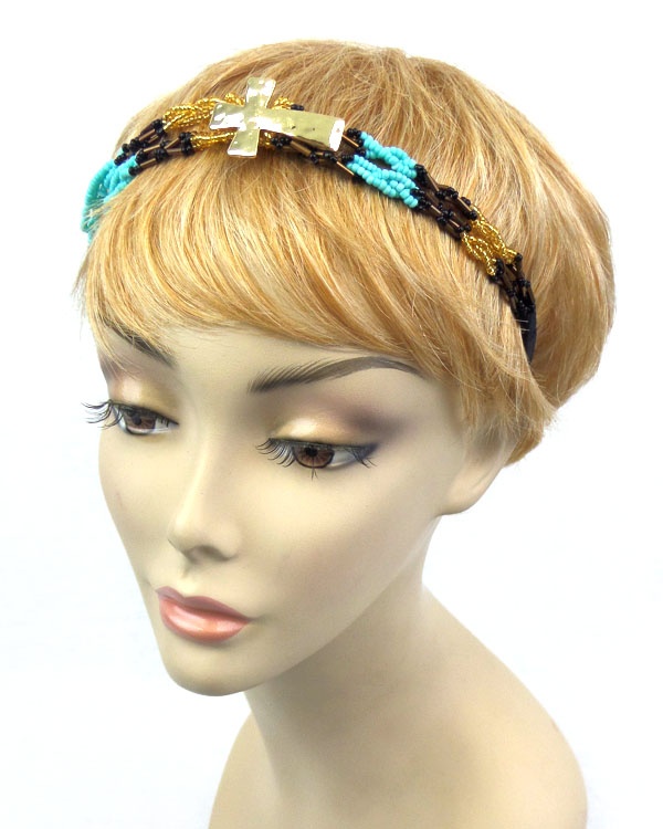 Cross Beaded Head Band