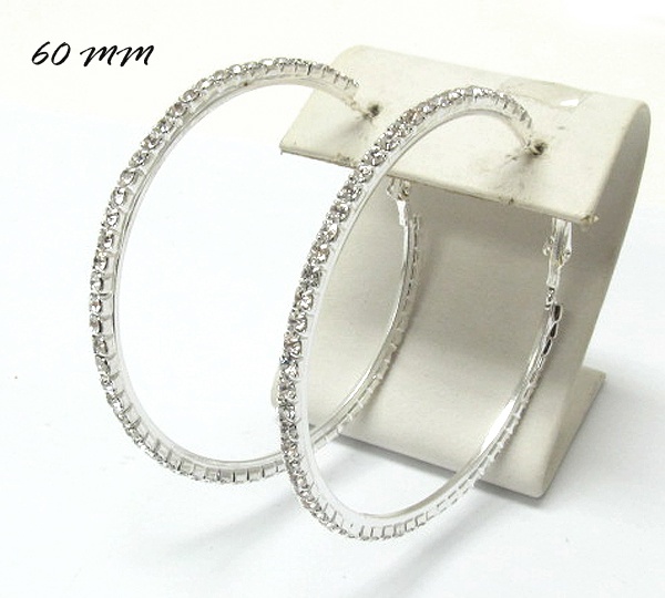 60 Mm Rhinestone Hoop Earring - Hoops