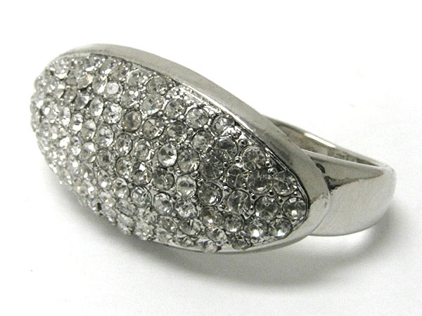 Glam Punk Rock Crystal Stud Wide Oval Shape Dual Finger Ring