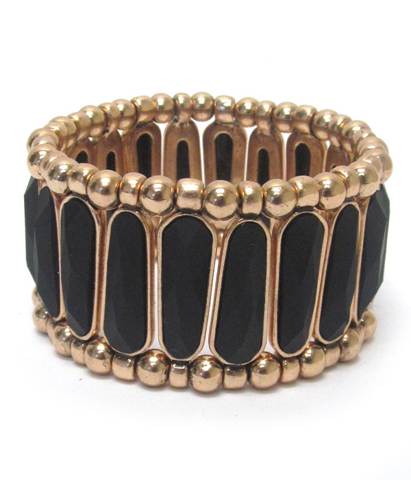 Facet Formica Bar And Metal Ball Stretch Bracelet