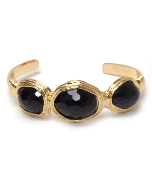 Natural Shape Three Stone Cuff Bracelet