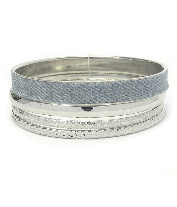 Multi Metal Bangle Bracelet Set Of 4