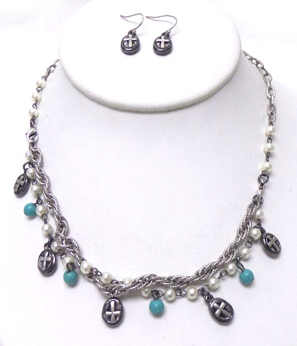 Charm 2 Way Wear Wrap Around Bracelet Or Necklace Set