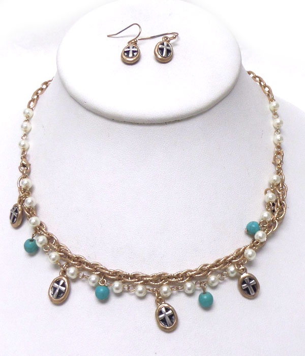 Charm 2 Way Wear Wrap Around Bracelet Or Necklace Set