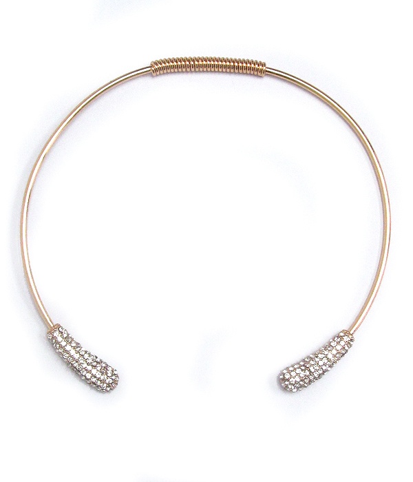 Crystal Tip Flexible Metal Choker Necklace