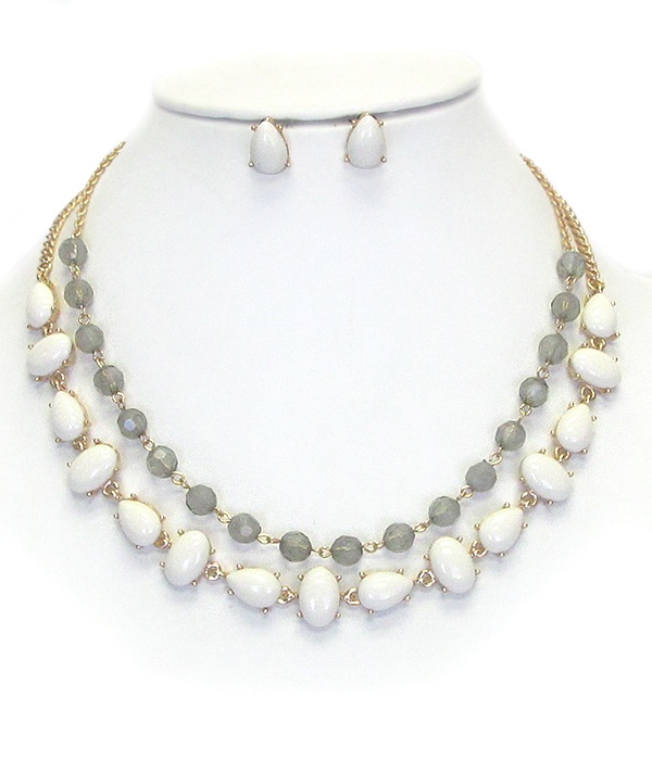 Mixed Stone Layered Necklace Set