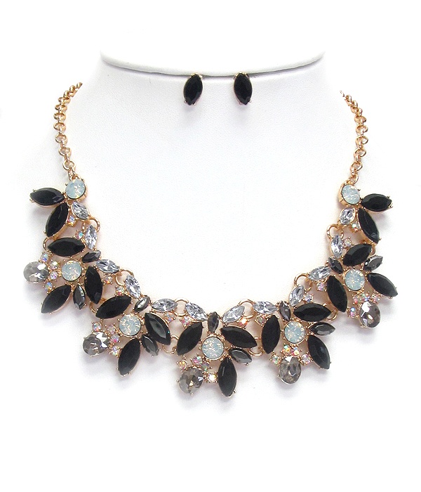 Multi Facet Stone And Crystal Necklace Set